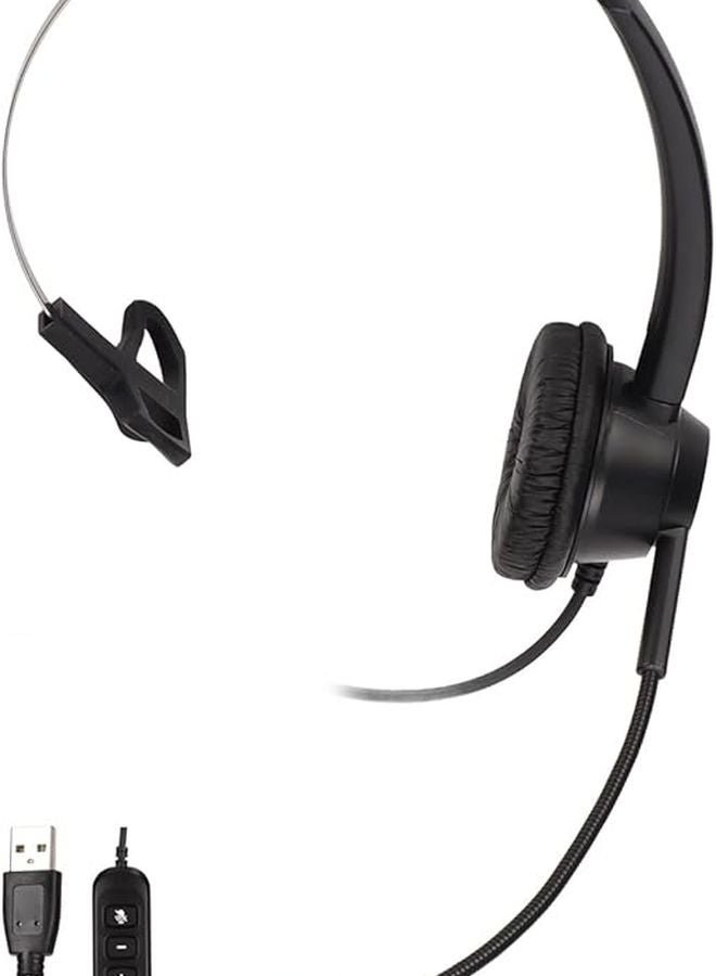 H360 هاتف USB سماعة رأس أذن واحدة أحادية مع ميكروفون عالي الدقة حجم قابل للتعديل كتم الصوت - Image 1
